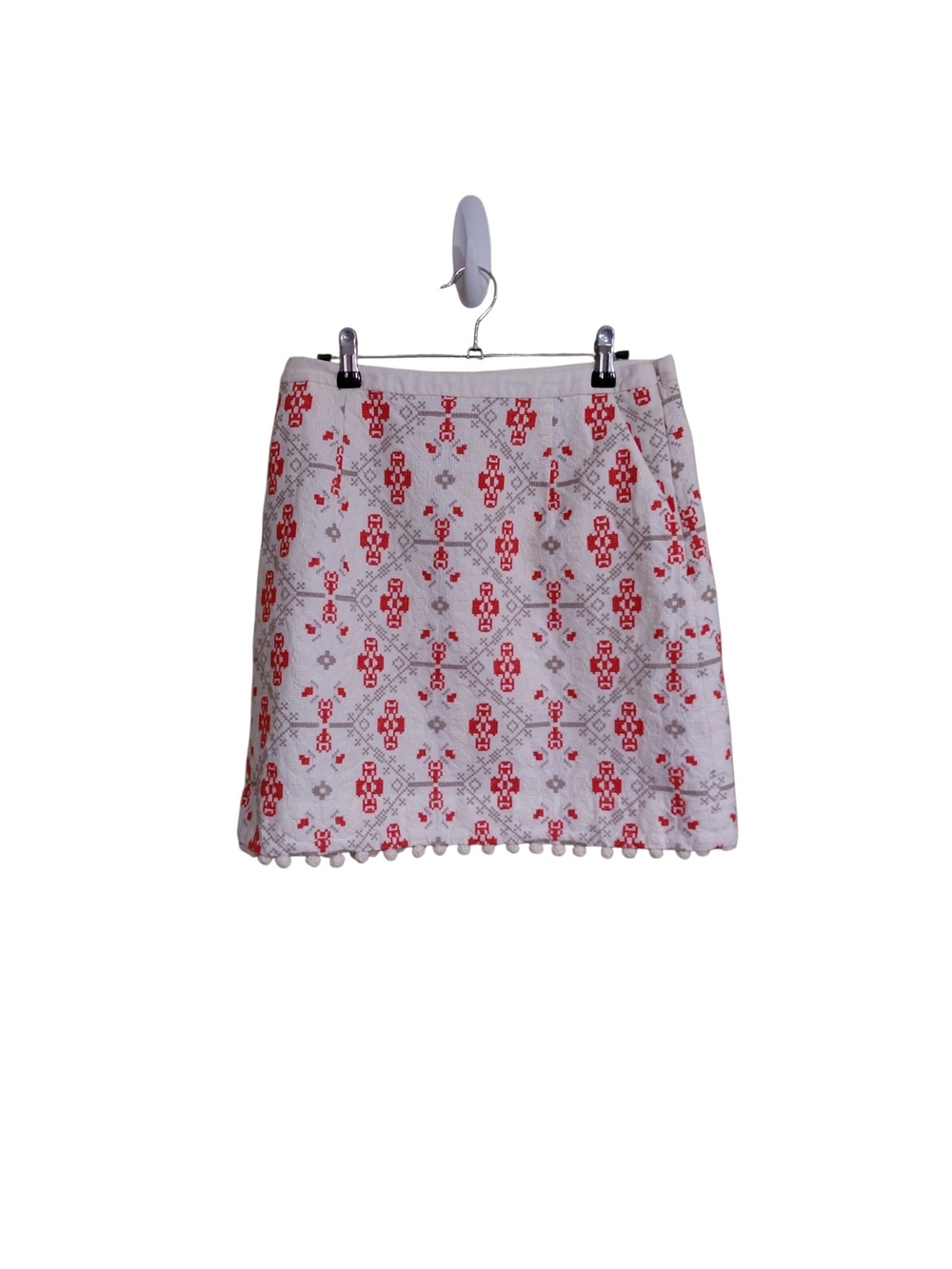 Maeve White Mini Skirt with Red Floral Motif